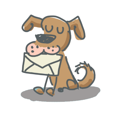 Illustratie van een hondje met envelop