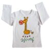 t-shirt sjiraf met handbeschilderde kindertekening van een giraf, ideaal kraamcadeau en voor kinderen en volwassenen